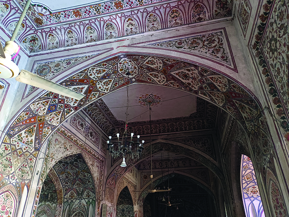 Inside the Mahabat Khan Mosque in Peshawar.